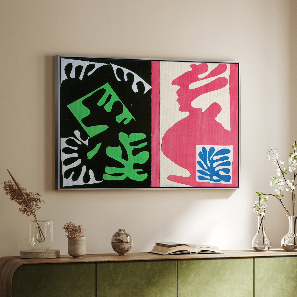 Composition, Black and Red, from Jazz, 1947 - Floater Framed Canvas Print