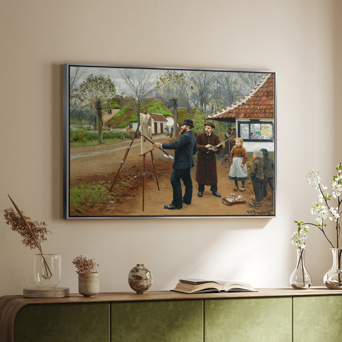L. A. Ring Painting near Aasum Smithy, 1893 - Floater Framed Canvas Print