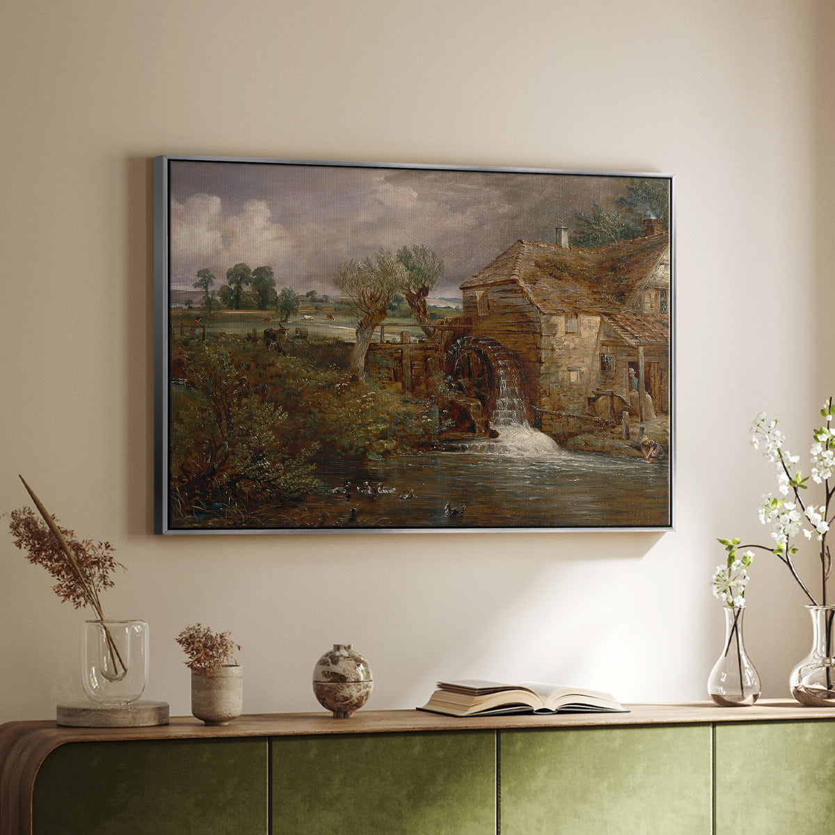 Parham Mill, Gillingham, 1826 - Floater Framed Canvas Print