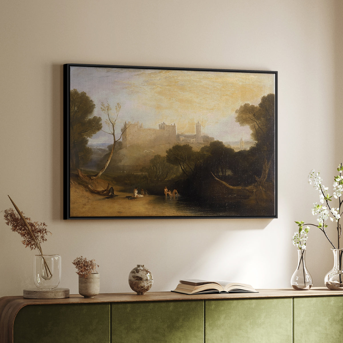 Linlithgow Palace, c. 1807 - Floater Framed Canvas Print