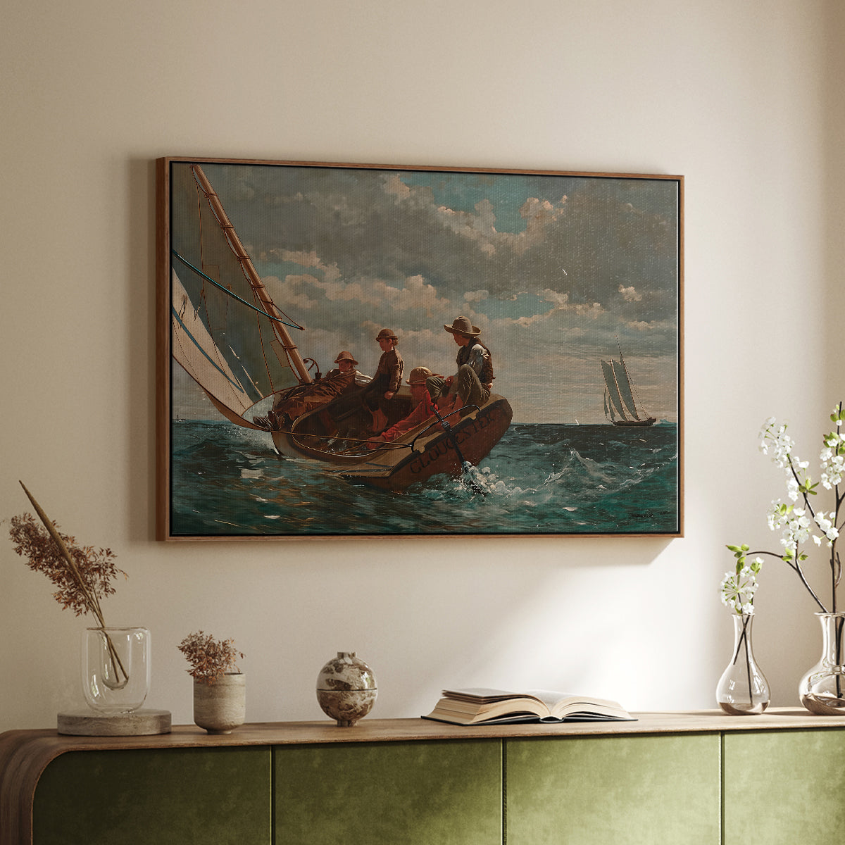 Breezing Up (A Fair Wind), 1873-1876 - Floater Framed Canvas Print
