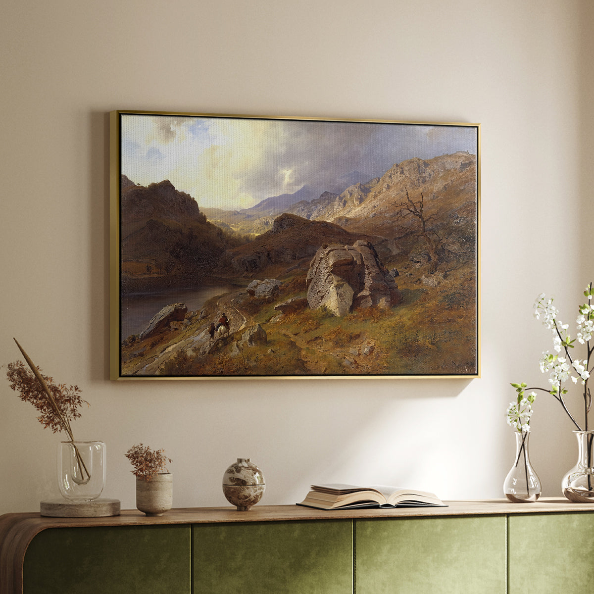 Lledr Valley in Wales, 1864 - Floater Framed Canvas Print