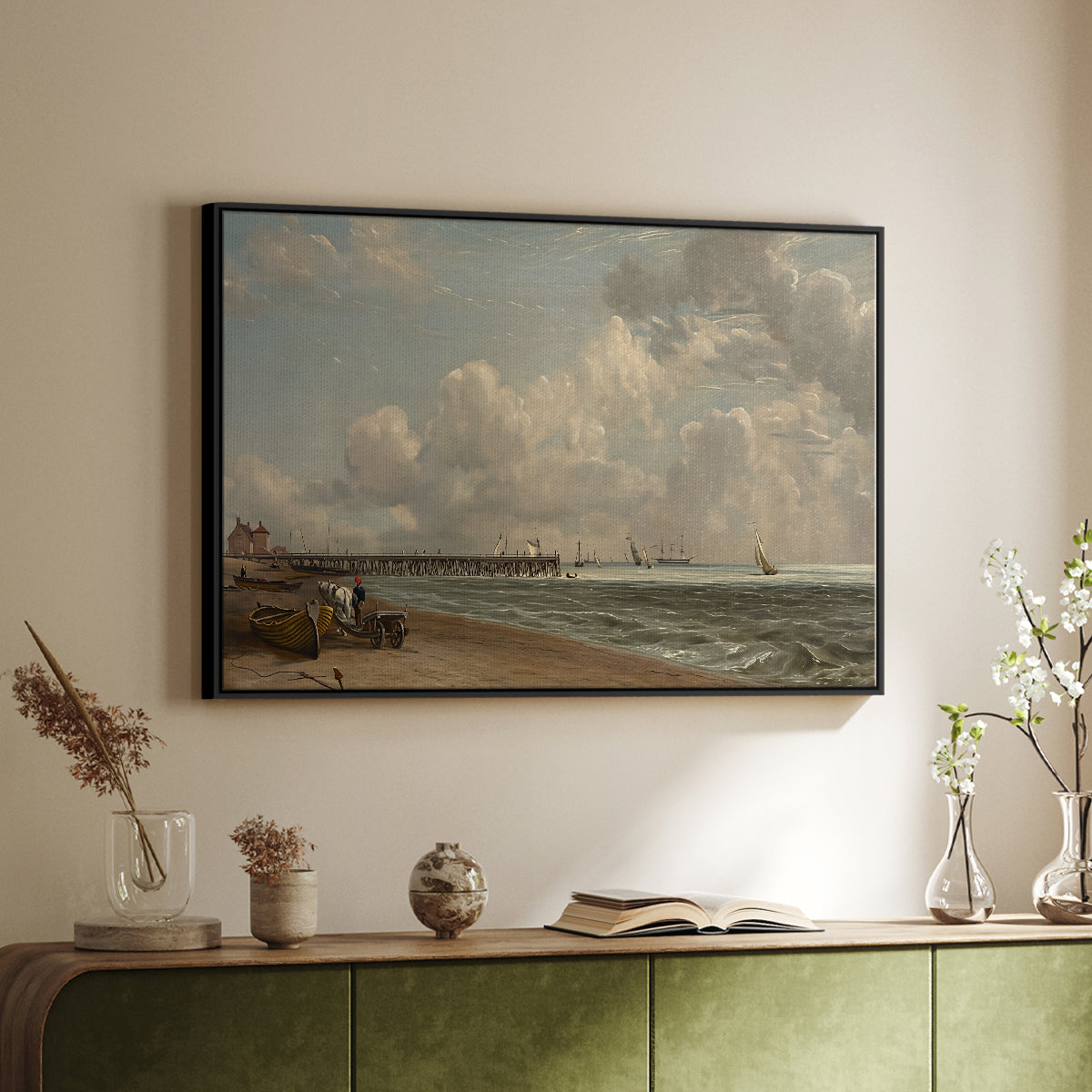 Yarmouth Jetty, 1822 - Floater Framed Canvas Print