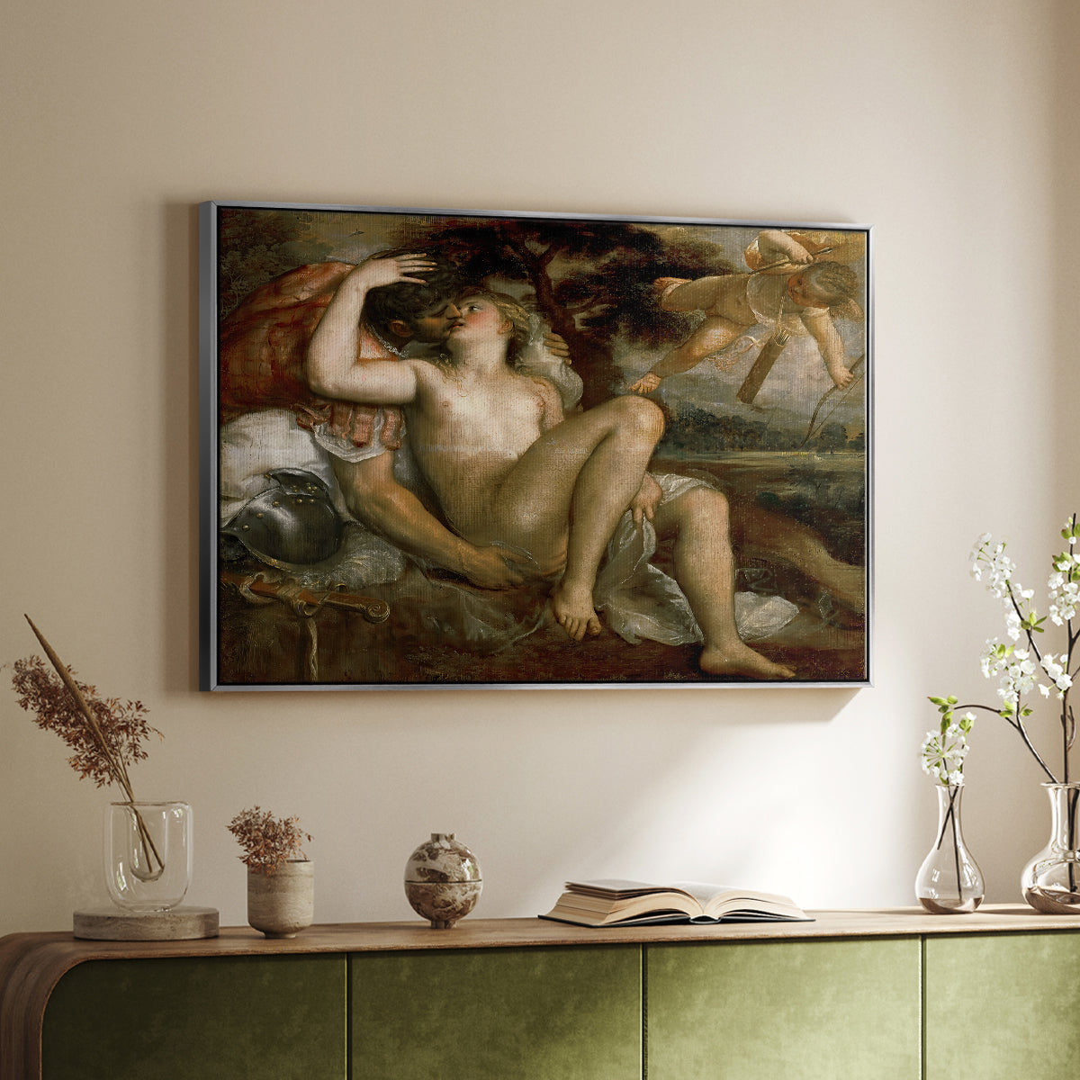 Mars, Venus and Cupid, c. 1530 - Floater Framed Canvas Print