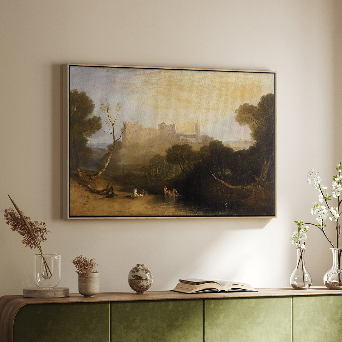 Linlithgow Palace, c. 1807 - Floater Framed Canvas Print