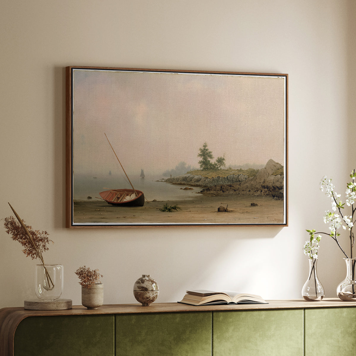 The Stranded Boat, 1863 - Floater Framed Canvas Print