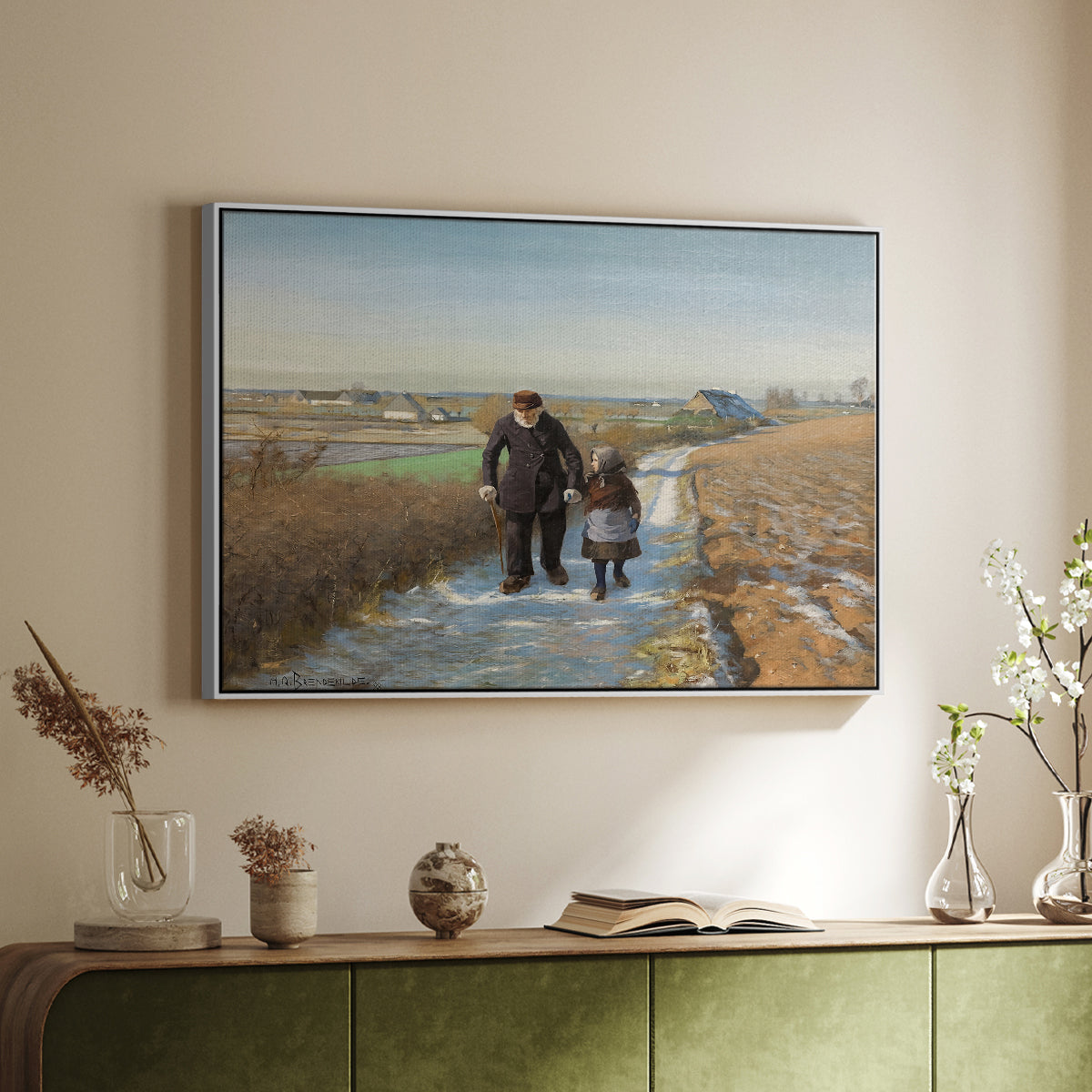 The Old Man and the Child, 1888 - Floater Framed Canvas Print