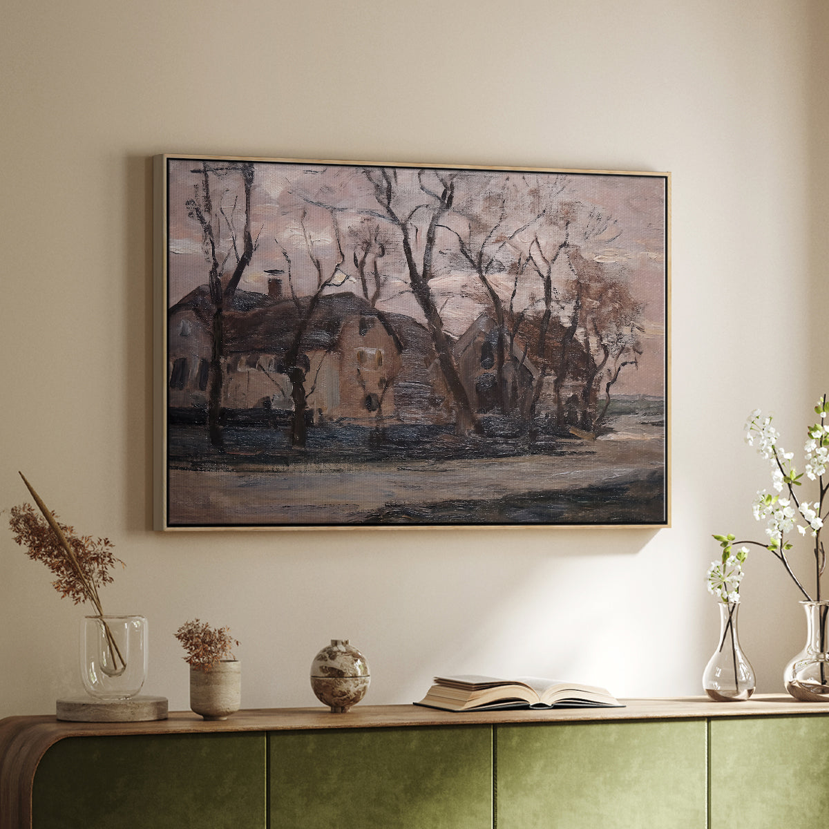Farm near Duivendrecht in the Evening, c. 1905 - Floater Framed Canvas Print