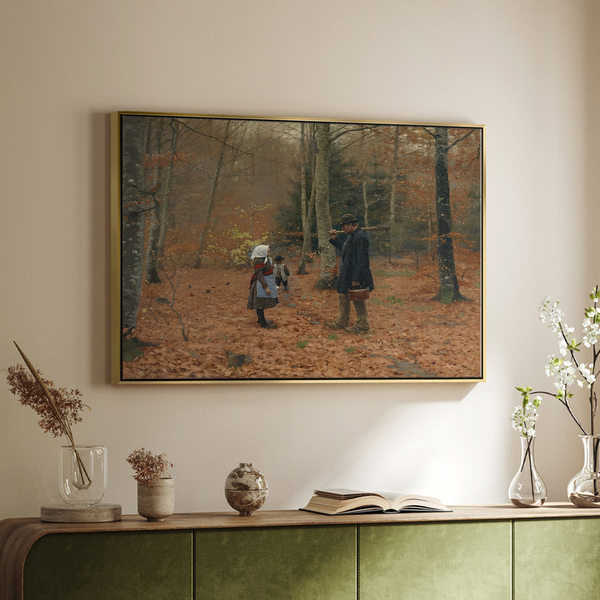 The Woodman and his Children, 1886 - Floater Framed Canvas Print