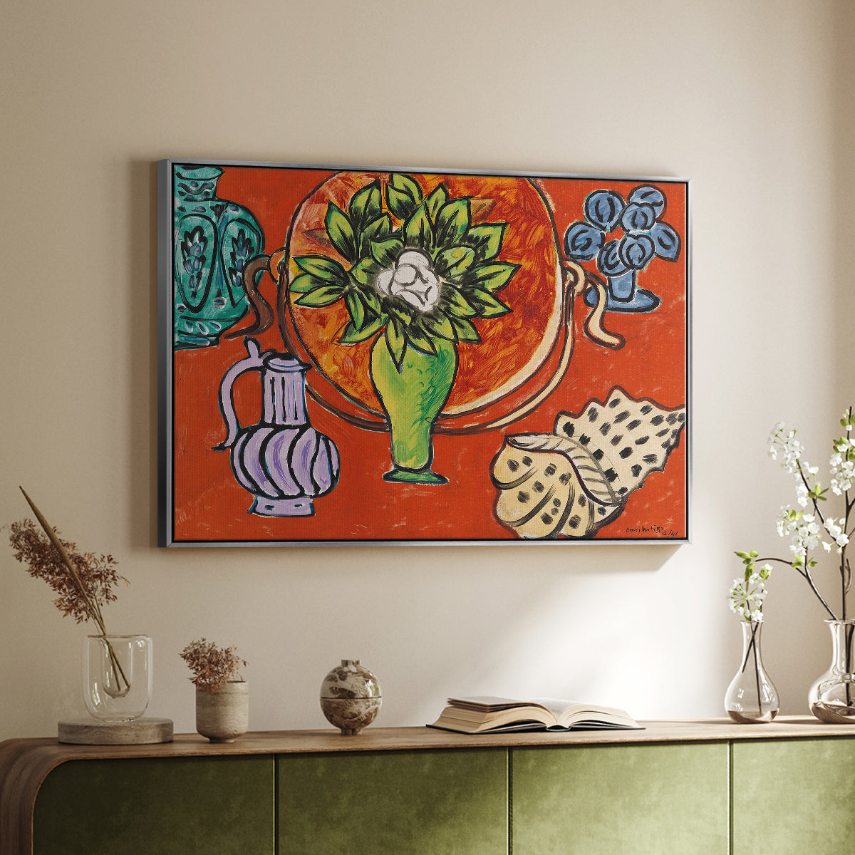 Still Life with a Magnolia (Nature morte au magnolia), 1941 - Floater Framed Canvas Print
