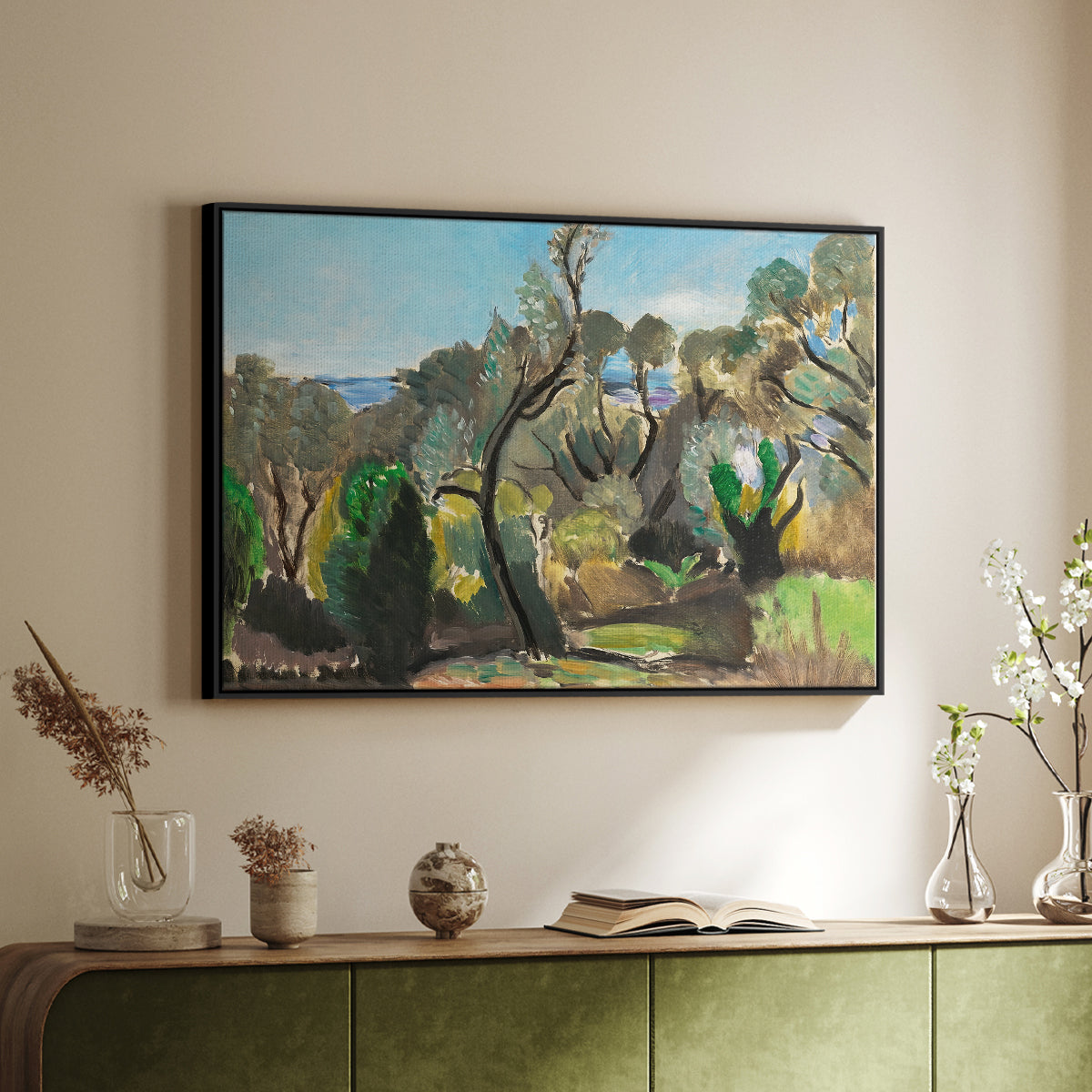 Landscape near Nice, c. 1918 - Floater Framed Canvas Print