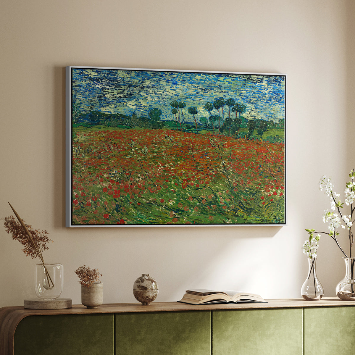 Field with Poppies, 1889 - Floater Framed Canvas Print