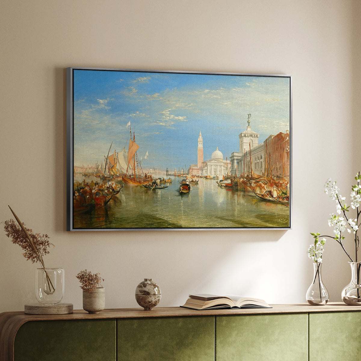 Venice: The Dogana and San Giorgio Maggiore, 1834 - Floater Framed Canvas Print