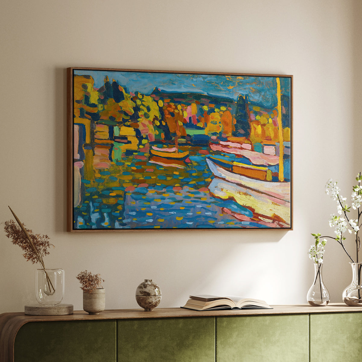 Study for Autumn Landscape with Boats, 1908 - Floater Framed Canvas Print