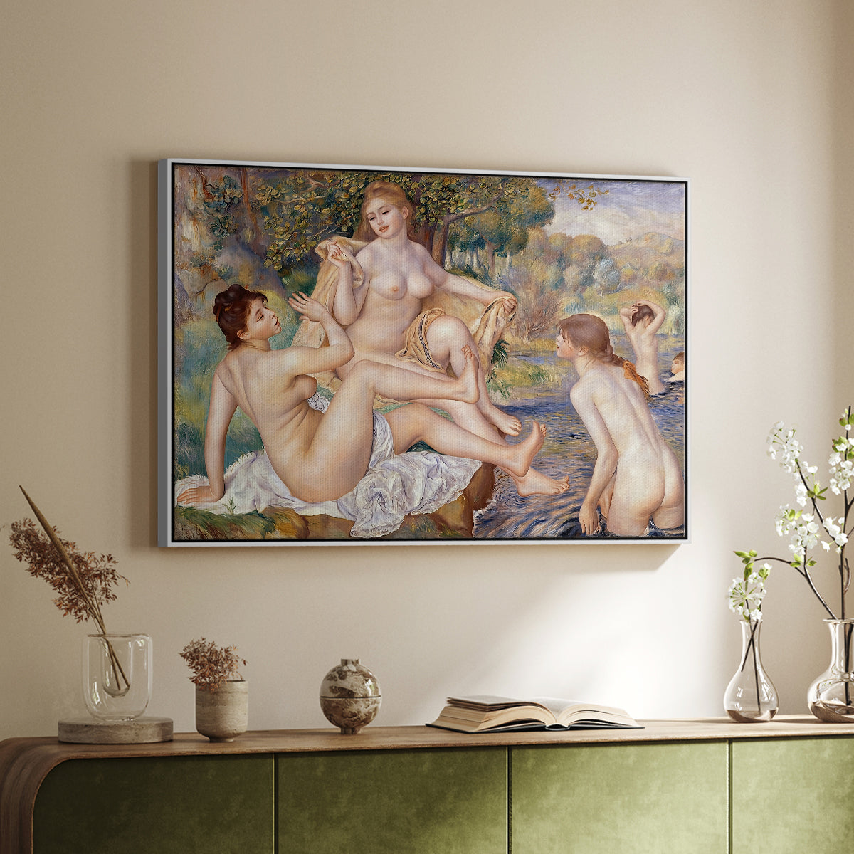 The Large Bathers, 1884-1887 - Floater Framed Canvas Print
