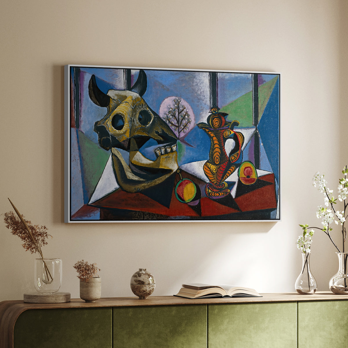 Still Life with Bull's Skull, 1939 - Floater Framed Canvas Print