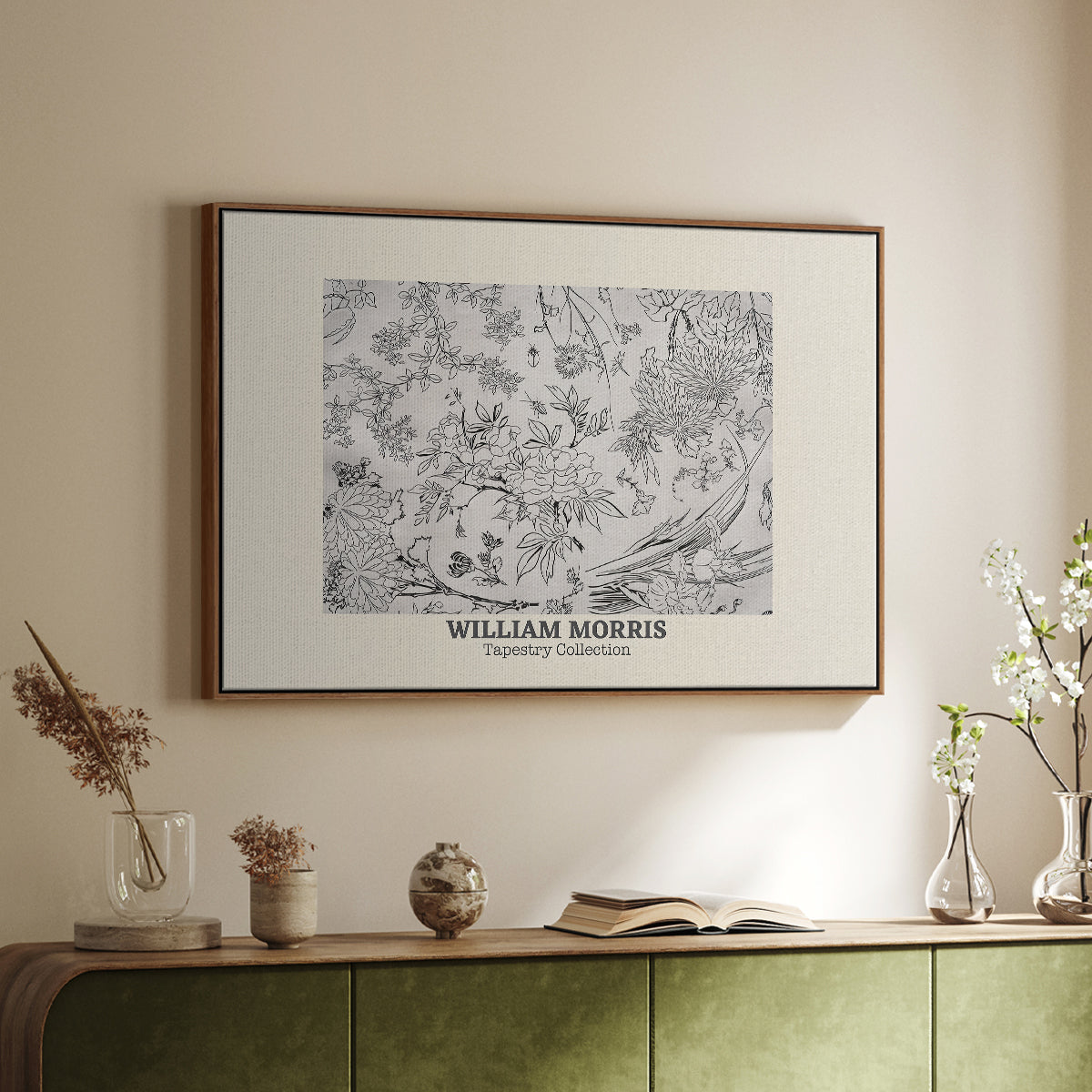 Fleurs, 1866 (Morris Inspired) - Floater Framed Canvas Print