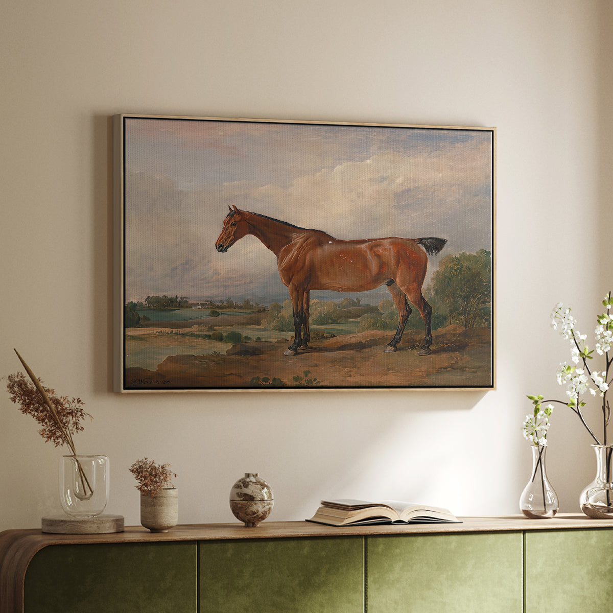 A Hunter in a Landscape, c. 1810 - Floater Framed Canvas Print