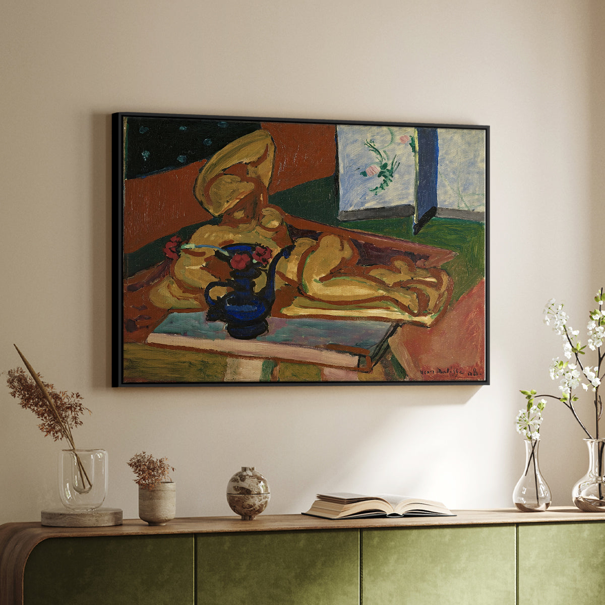 Sculpture and Persian Vase (The Bronze Figure), 1908 - Floater Framed Canvas Print