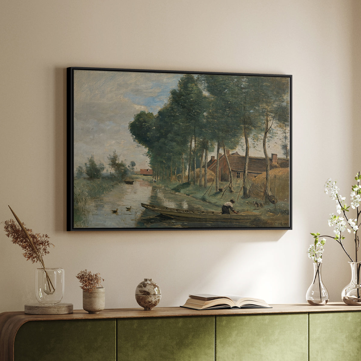 Landscape at Arleux-du-Nord, c. 1871-1874 - Floater Framed Canvas Print