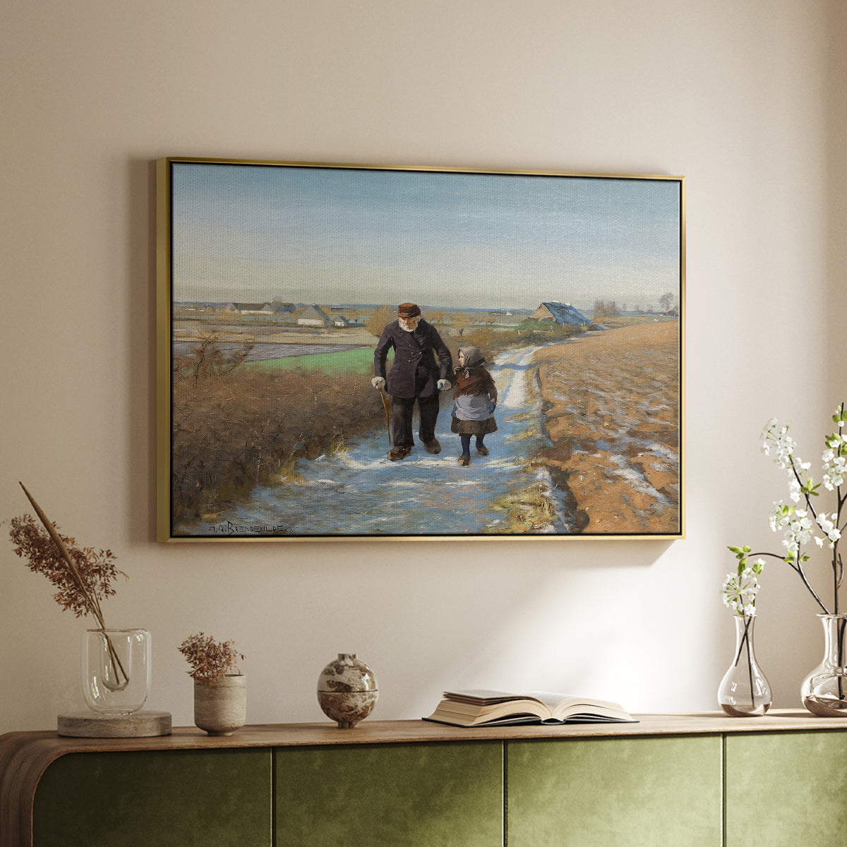 The Old Man and the Child, 1888 - Floater Framed Canvas Print