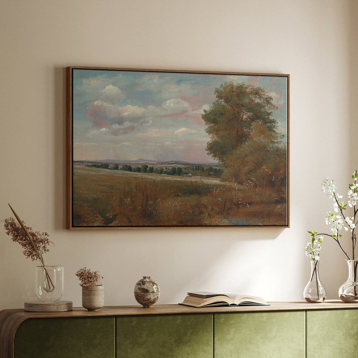 Landscape at Hampstead, with Harrow in the Distance, c. 1849-1855 - Floater Framed Canvas Print