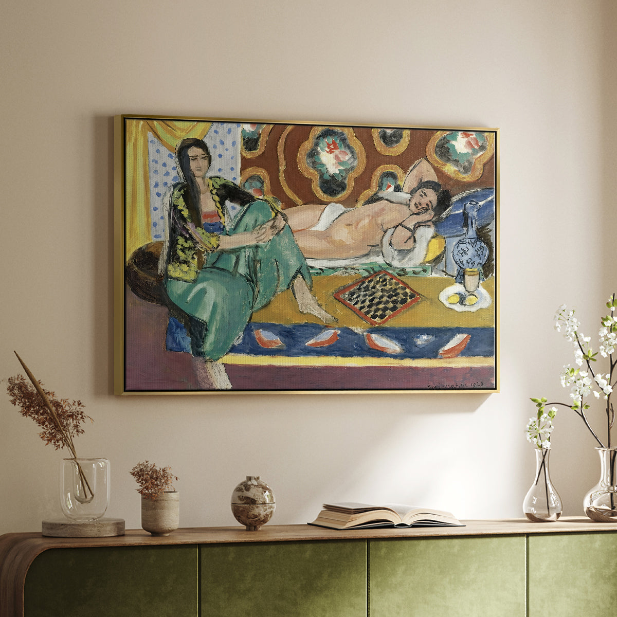 Odalisques Playing Checkers (Odalisques jouant aux dames), 1928 - Floater Framed Canvas Print