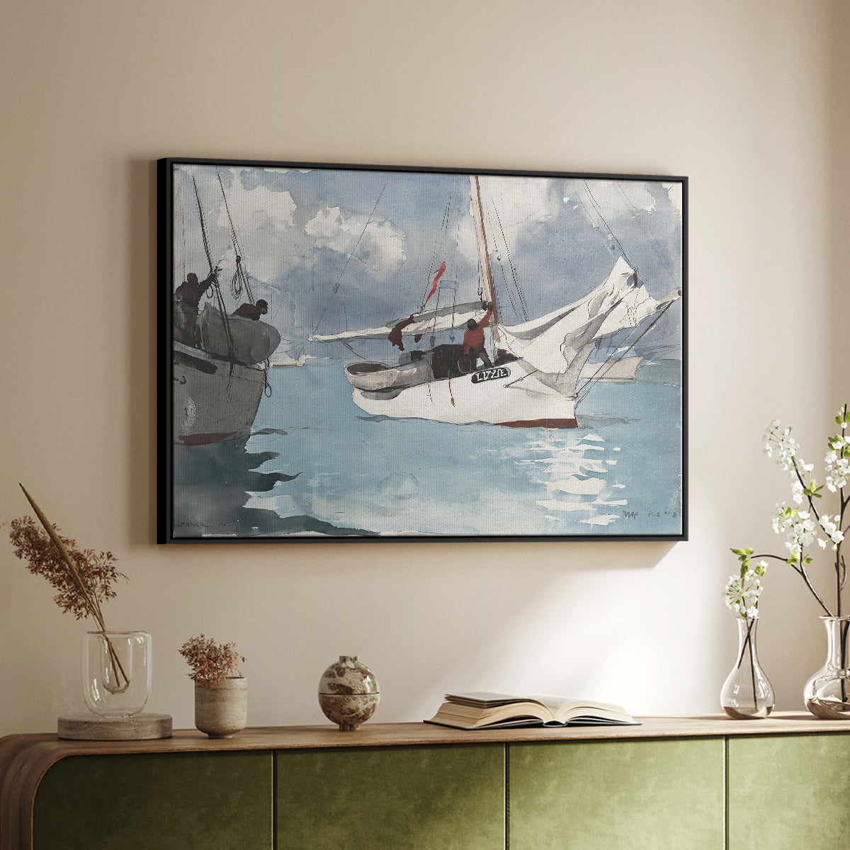 Fishing Boats, Key West, 1903 - Floater Framed Canvas Print