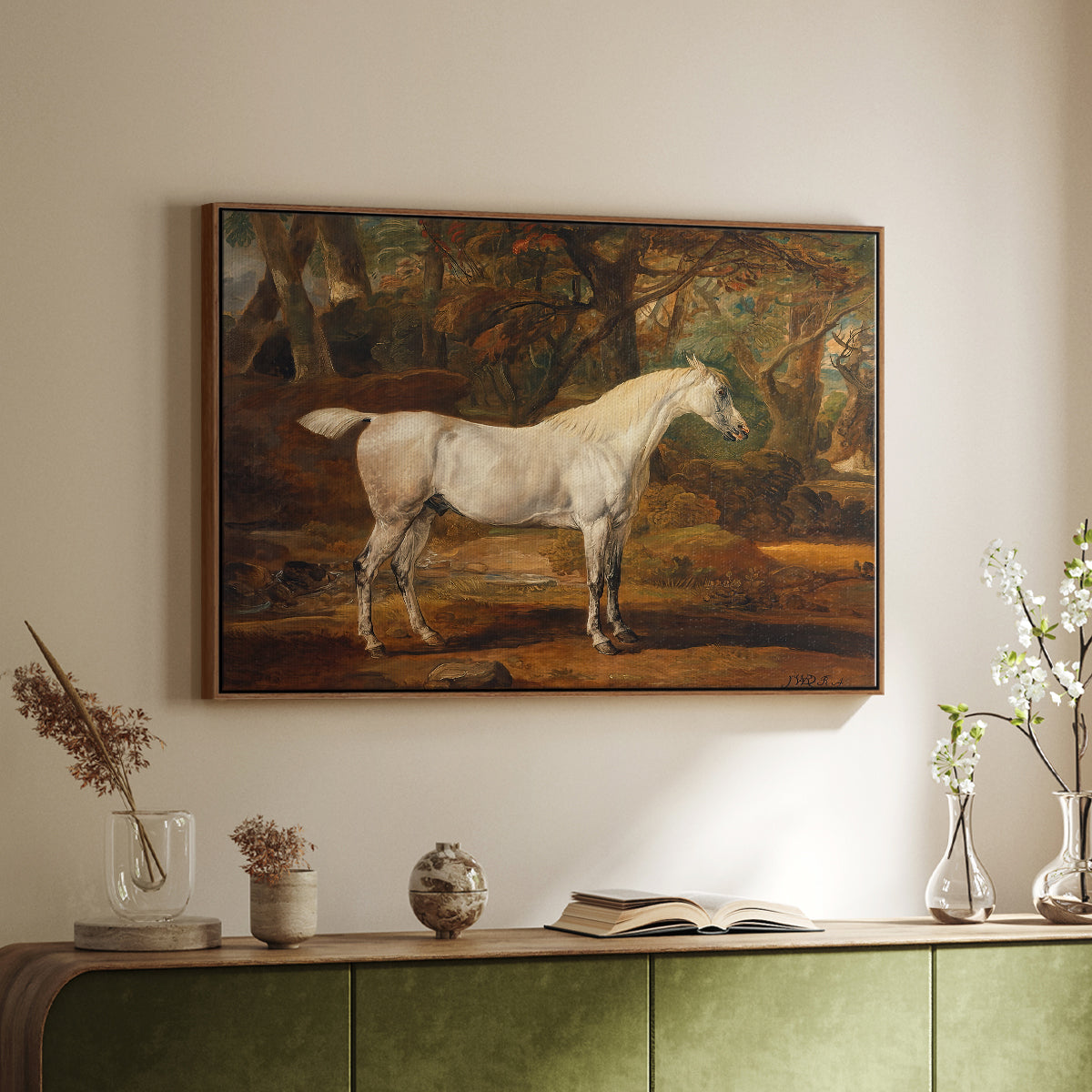 Grey Arabian Stallion, Property of Sir Watkin Williams-Wynn, c. 1817 - Floater Framed Canvas Print