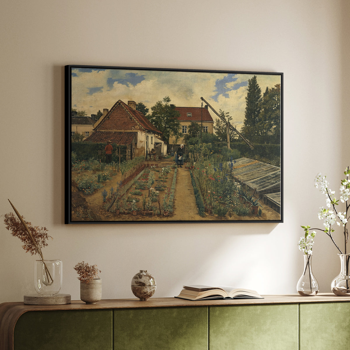 Garden of a Florist (The Flower Garden), 1864 - Floater Framed Canvas Print