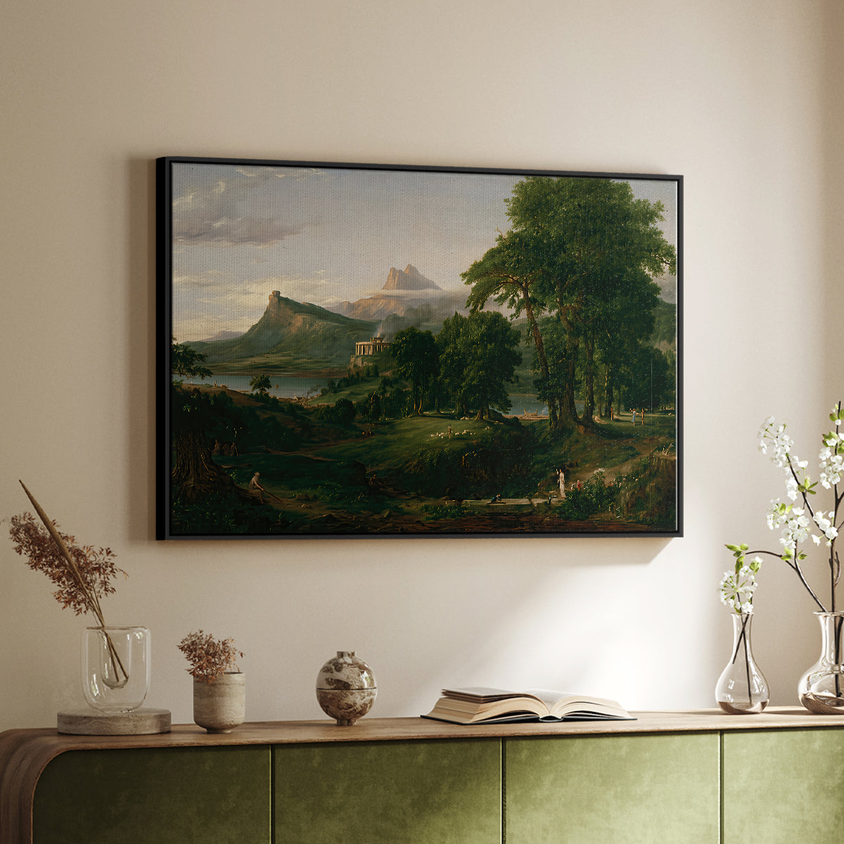 The Course of Empire: The Arcadian or Pastoral State, 1834 - Floater Framed Canvas Print