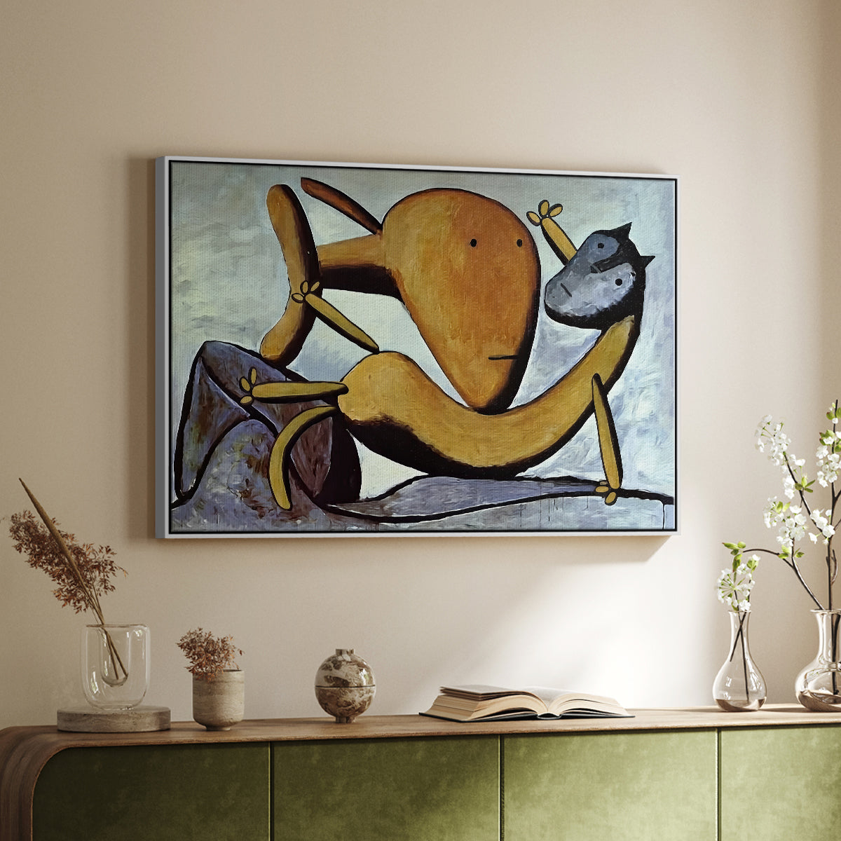Cat and Big Fish, c. 1931 - Floater Framed Canvas Print