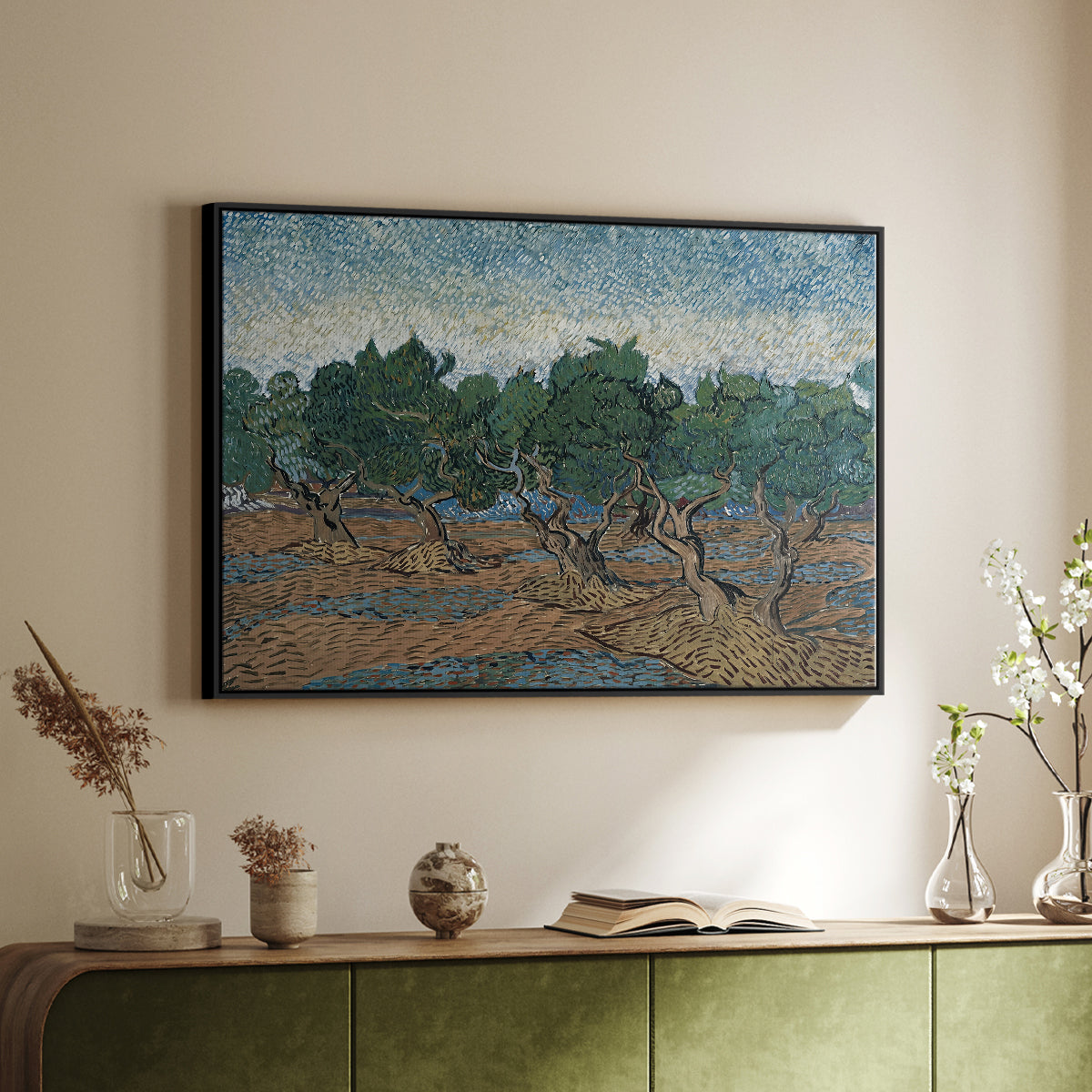 Olive Trees, 1889 - Floater Framed Canvas Print