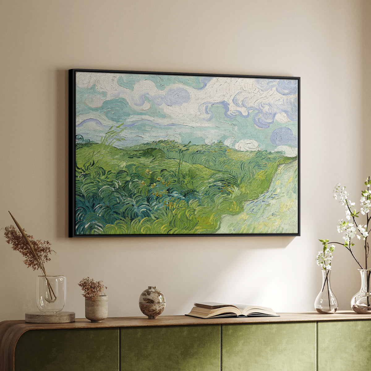 Green Wheat Field, Auvers, 1890 - Floater Framed Canvas Print