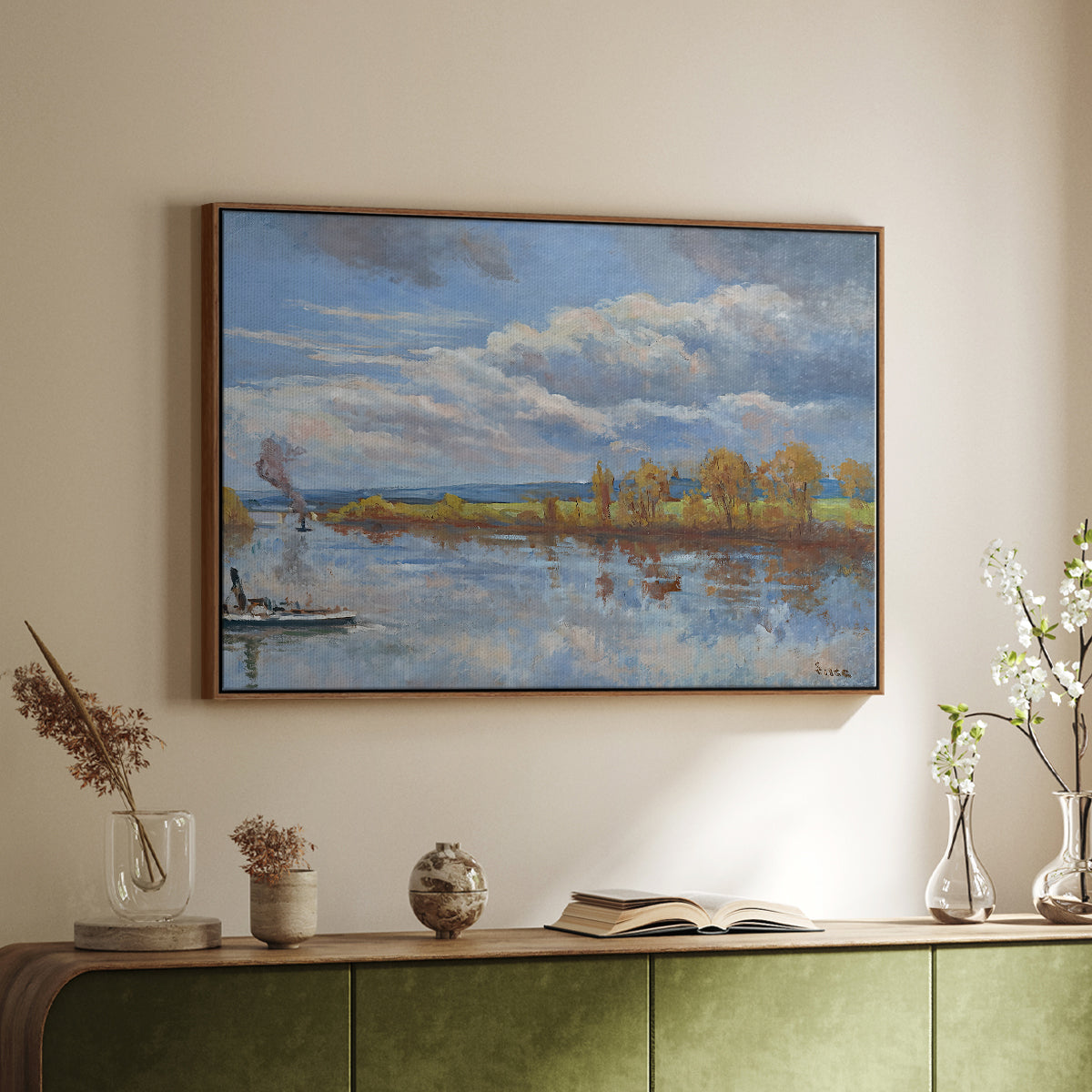 The Banks of the River Seine, 1893 - Floater Framed Canvas Print