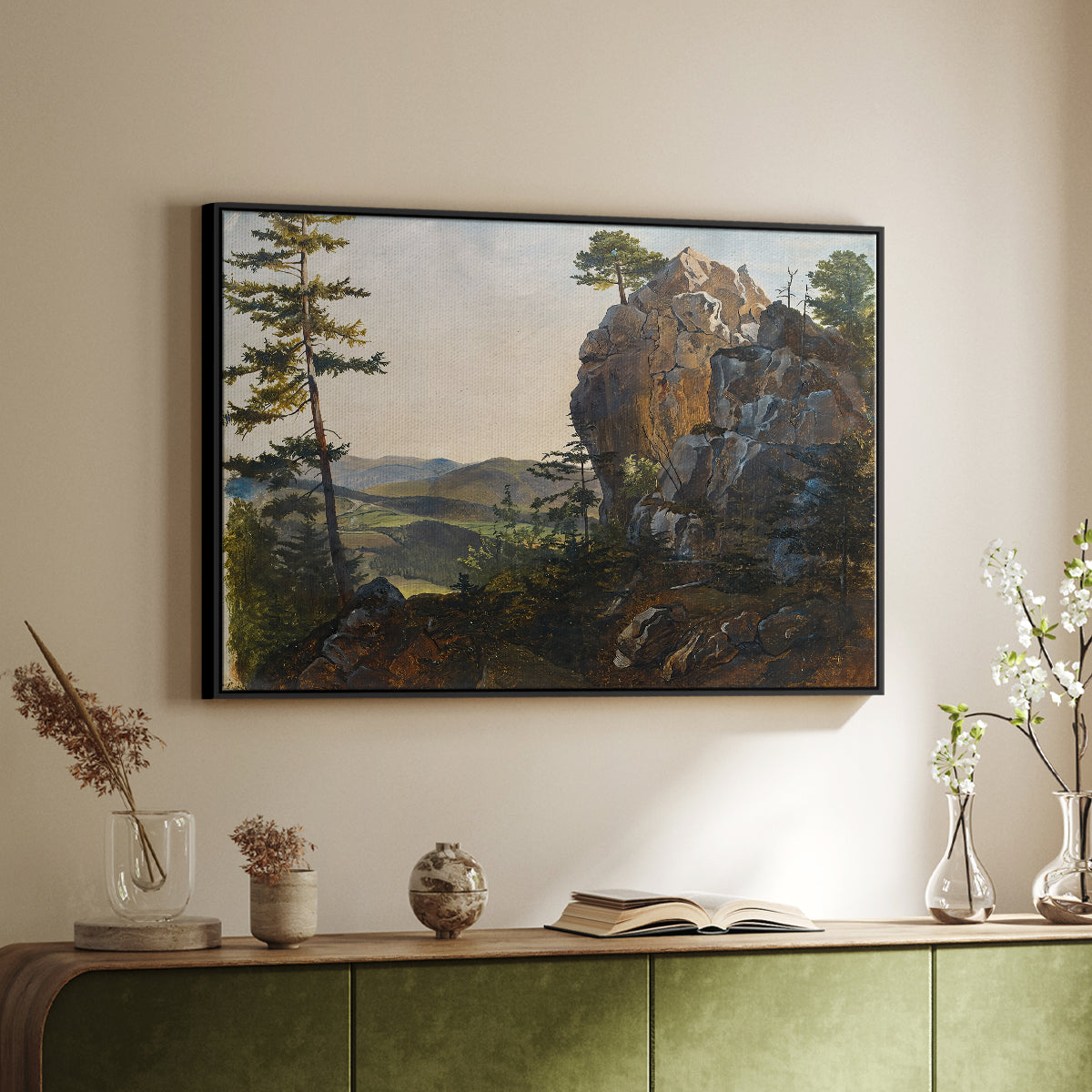 Landscape with the Balbersteine near Miesenbach, 1839 - Floater Framed Canvas Print