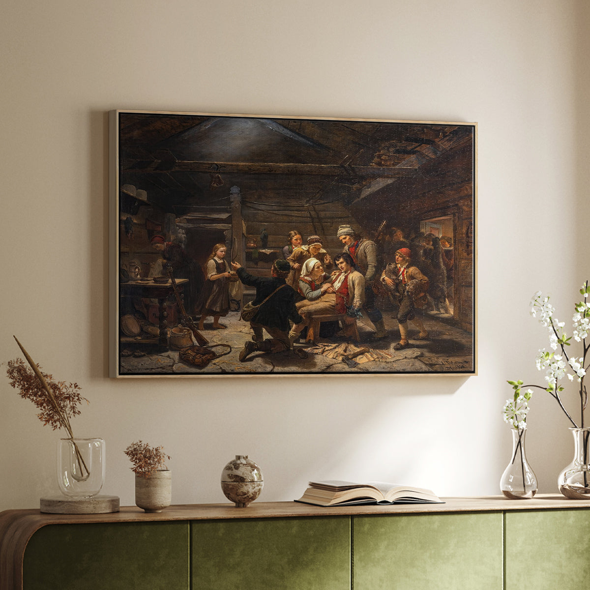 The Return of the Bear Hunter, 1856 - Floater Framed Canvas Print
