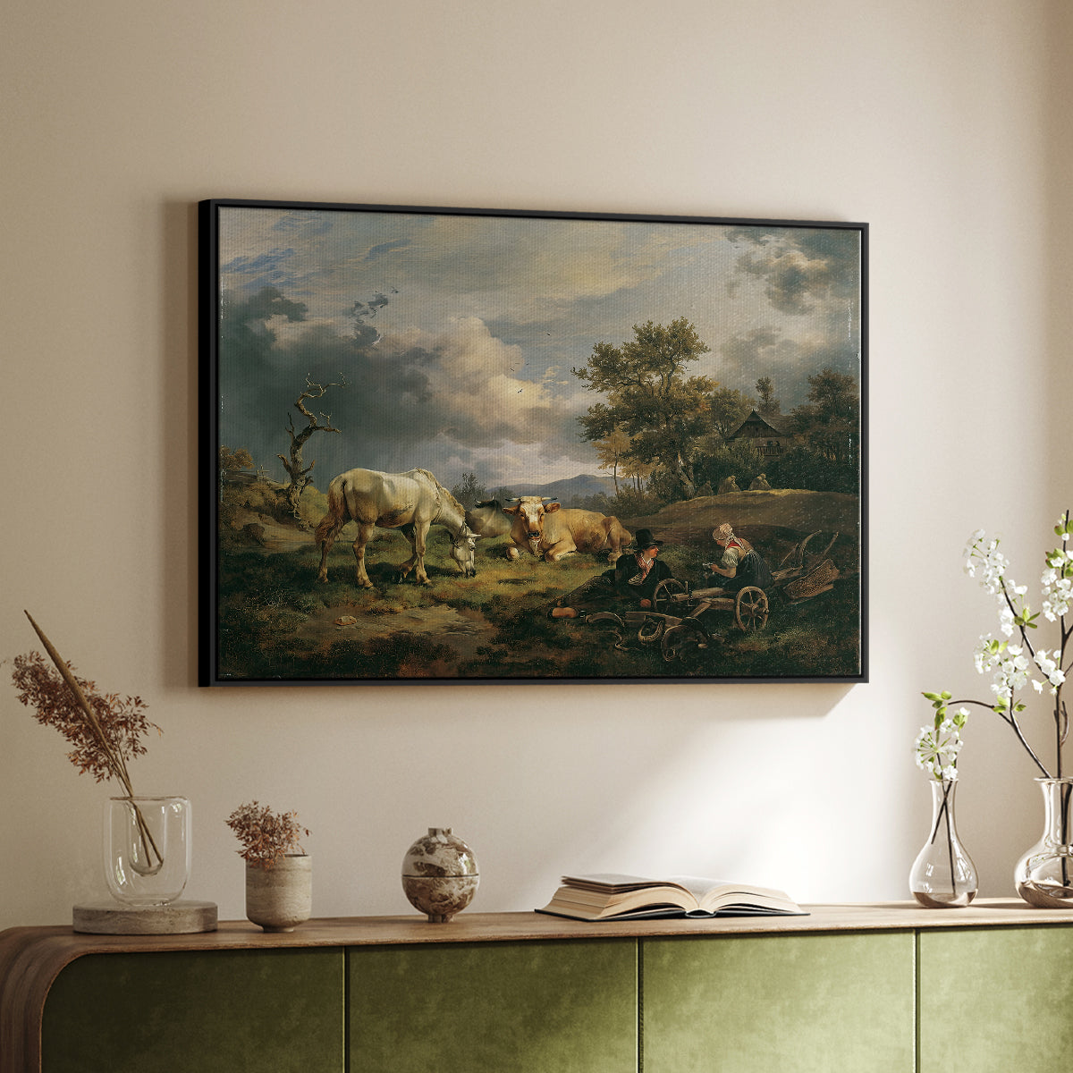 Young Peasant Couple Resting in the Field, 1829 - Floater Framed Canvas Print
