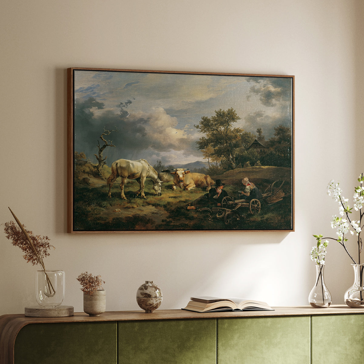 Young Peasant Couple Resting in the Field, 1829 - Floater Framed Canvas Print