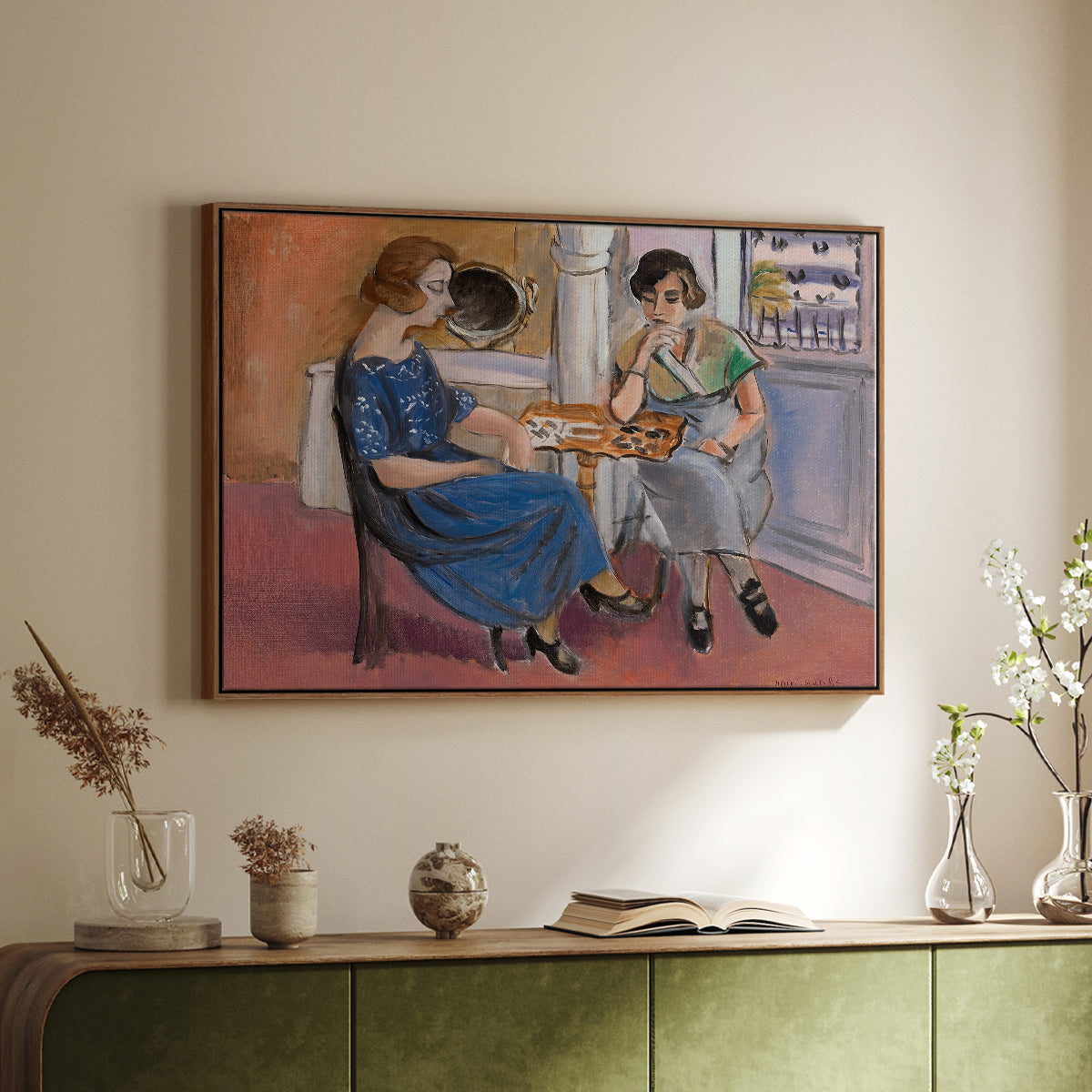 Domino Players, 1921 - Floater Framed Canvas Print
