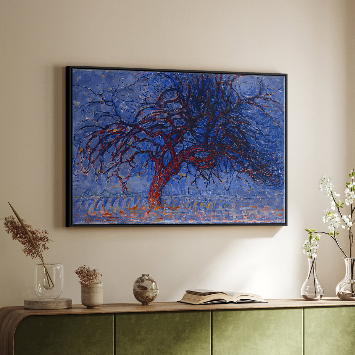 The Red Tree, 1909 - Floater Framed Canvas Print