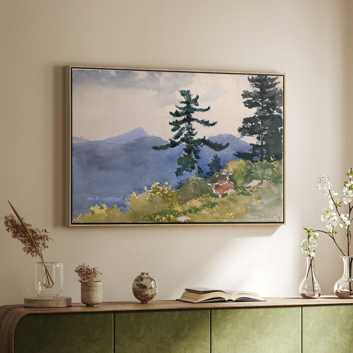 North Woods Club, Adirondacks, 1892 - Floater Framed Canvas Print