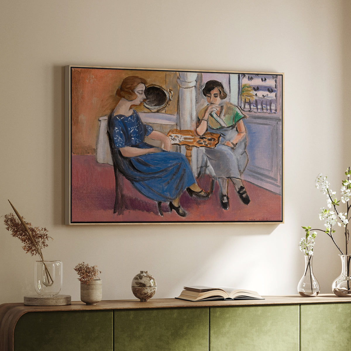 Domino Players, 1921 - Floater Framed Canvas Print
