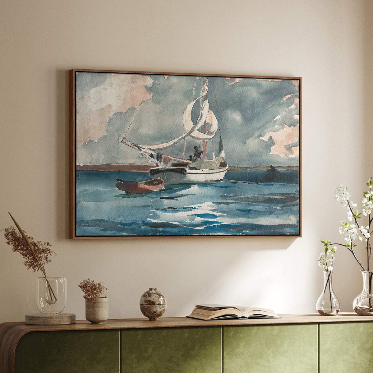 Sloop, Nassau, 1899 - Floater Framed Canvas Print