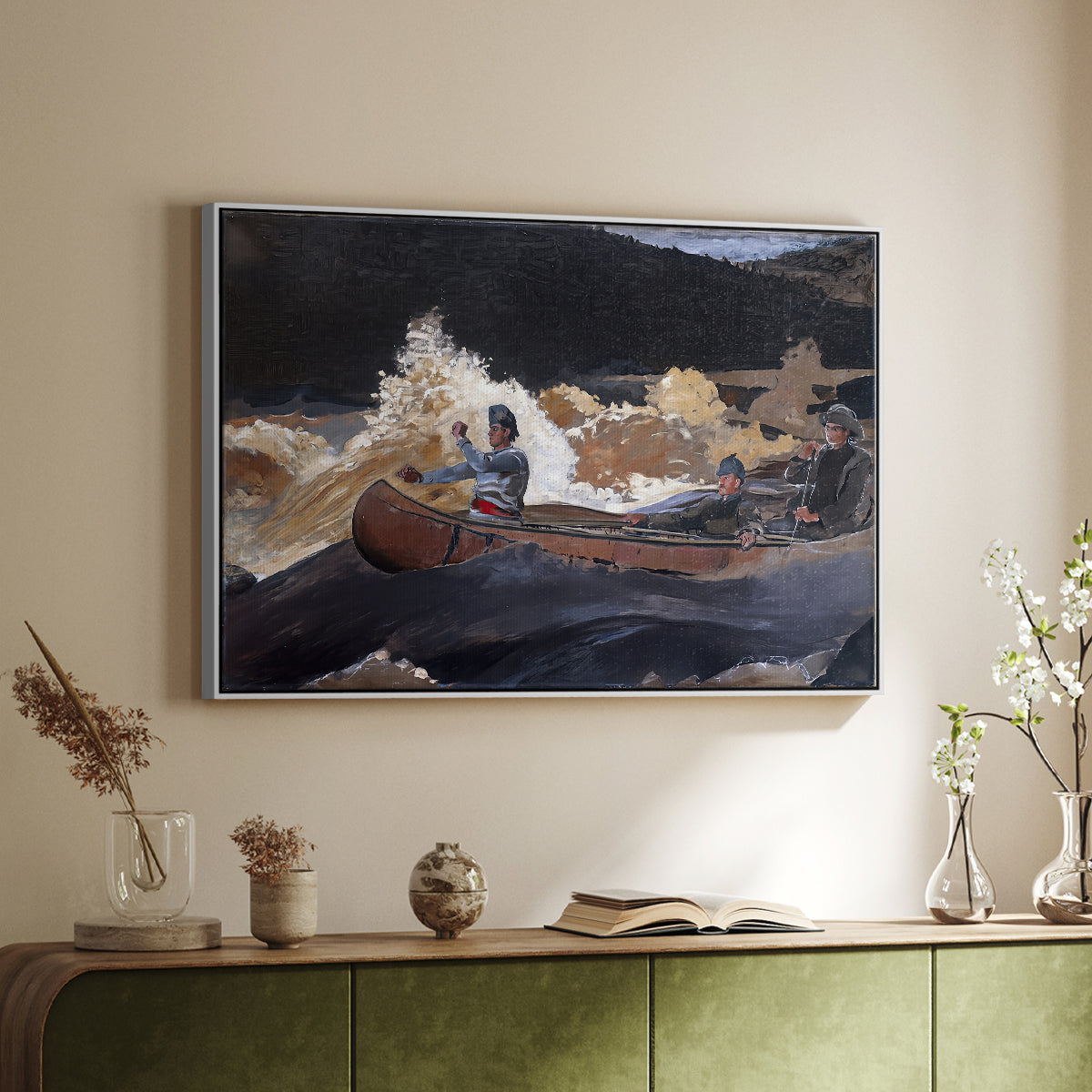 Shooting the Rapids, Saguenay River, 1905-1910 - Floater Framed Canvas Print
