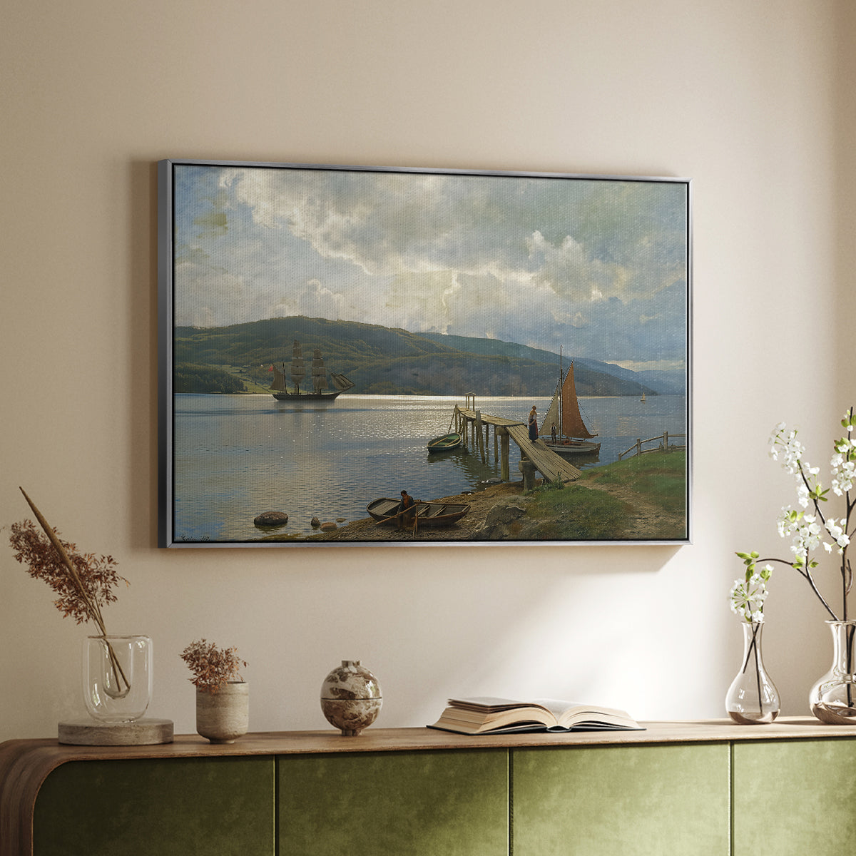 The Jetty at Feste near Moss, 1898 - Floater Framed Canvas Print