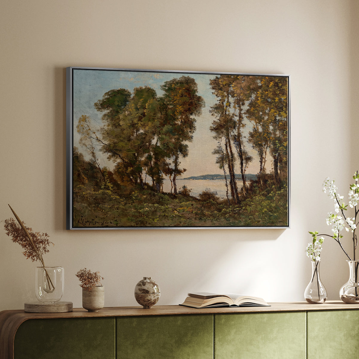 The Banks of the Allier, 1894 - Floater Framed Canvas Print