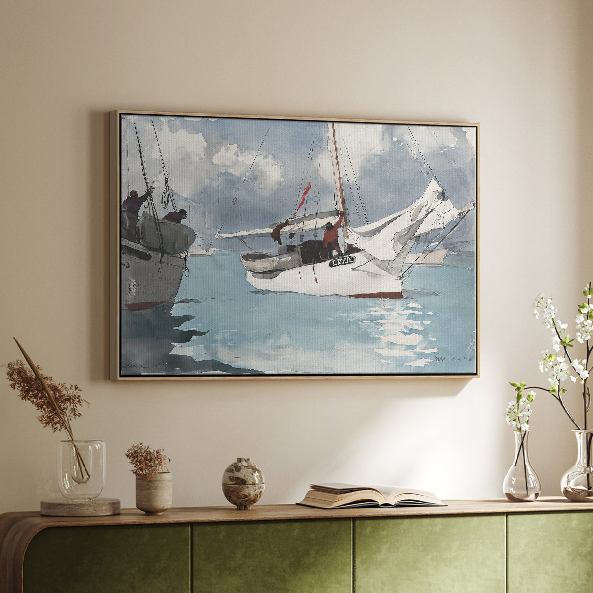 Fishing Boats, Key West, 1903 - Floater Framed Canvas Print