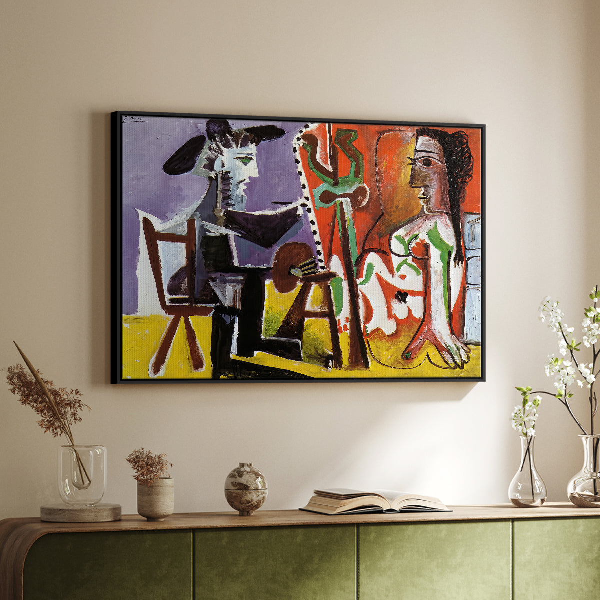 The Painter and His Model, 1963 - Floater Framed Canvas Print