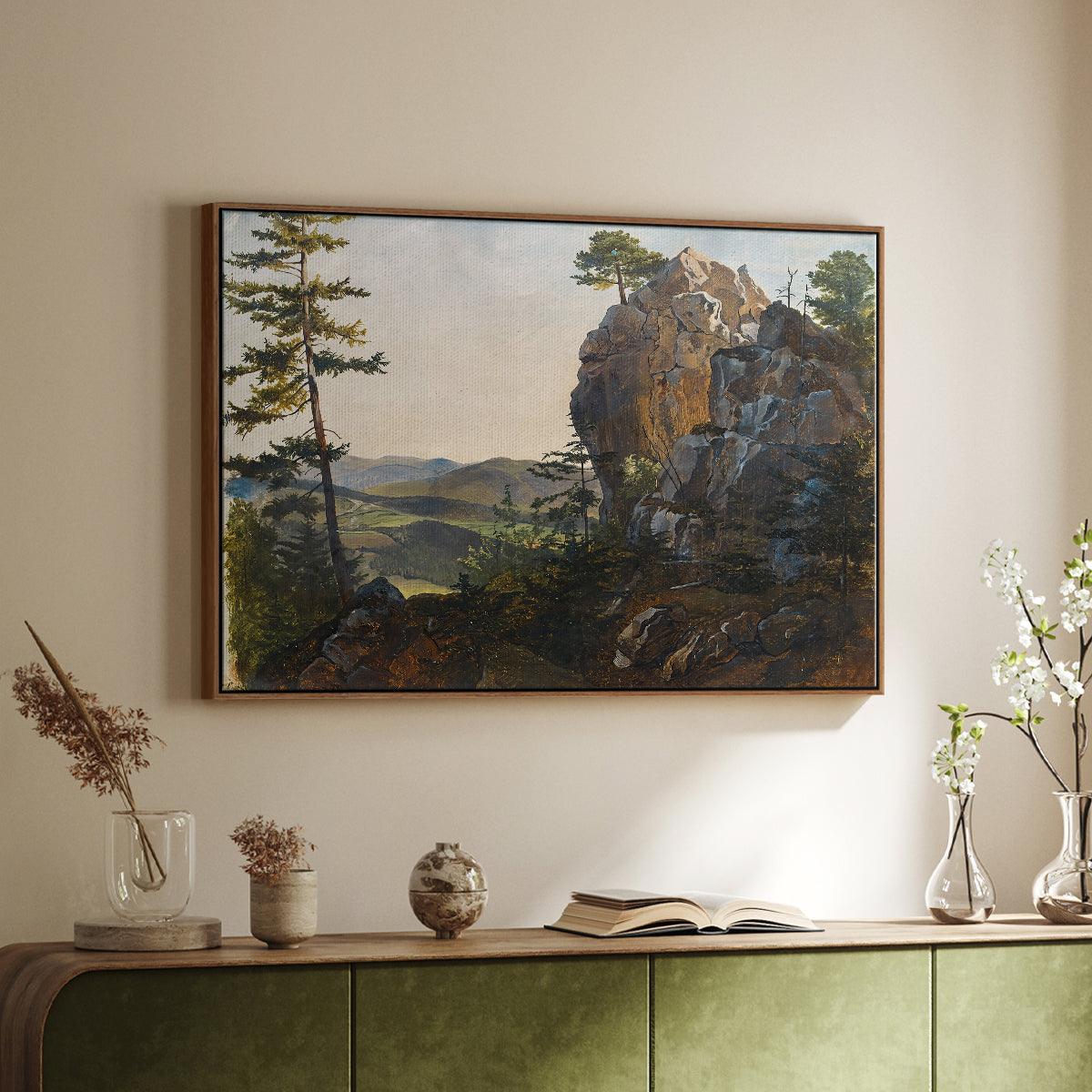 Landscape with the Balbersteine near Miesenbach, 1839 - Floater Framed Canvas Print